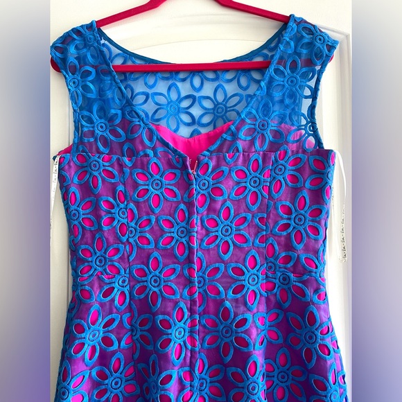 Rare!!! Lilly Pulitzer Pink/Blue/Purple Gorgeous Coctail Dress size 8 - Picture 6 of 16